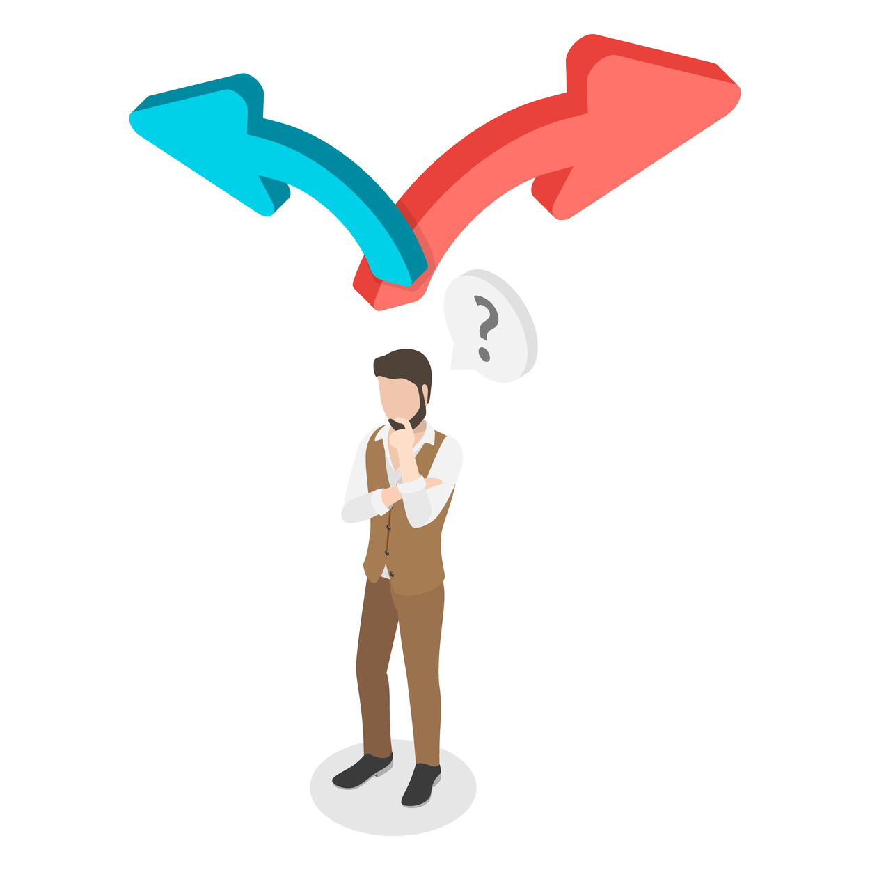 3D Isometric Flat Vector Illustration of Decision Making